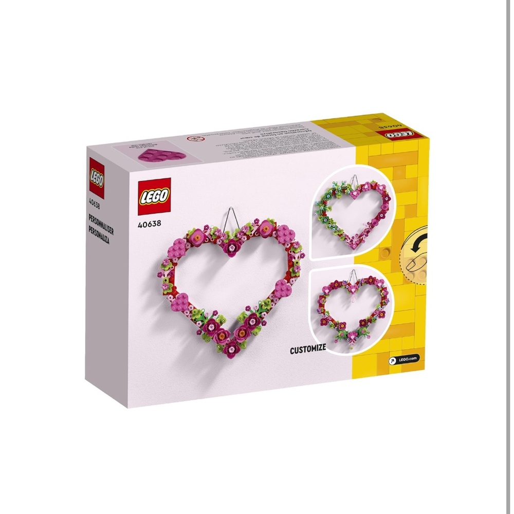 LEGO Floral Heart Ornament Home Decoration Set - Pink and Green - Built